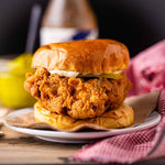 “Southern Style Crispy Fried Chicken Sandwich with Mac N Cheese”